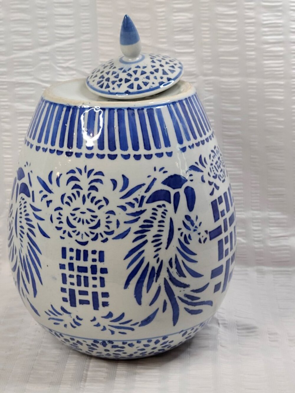 Vintage Chinese Ginger Jar Blue and White Double Happiness Phoenix 11" - Picture 8 of 11